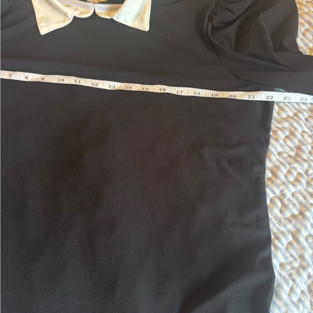 AUW Black Blouse with White Collar - Picture 6 of 7